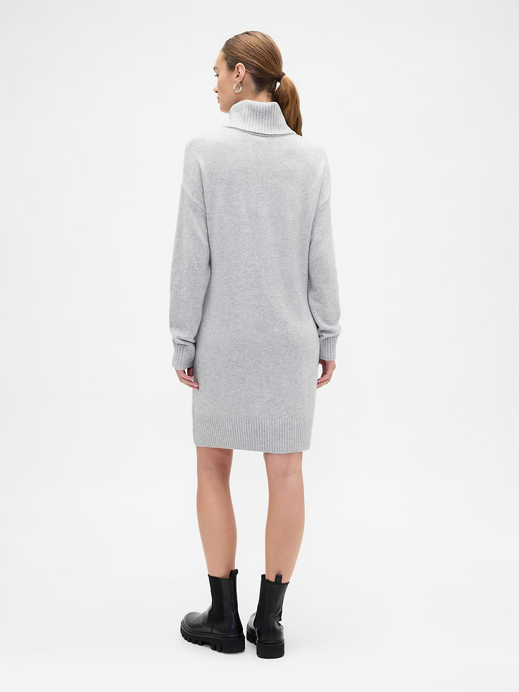 Image 2 of 6, CashSoft Relaxed Turtleneck Sweater Mini Dress