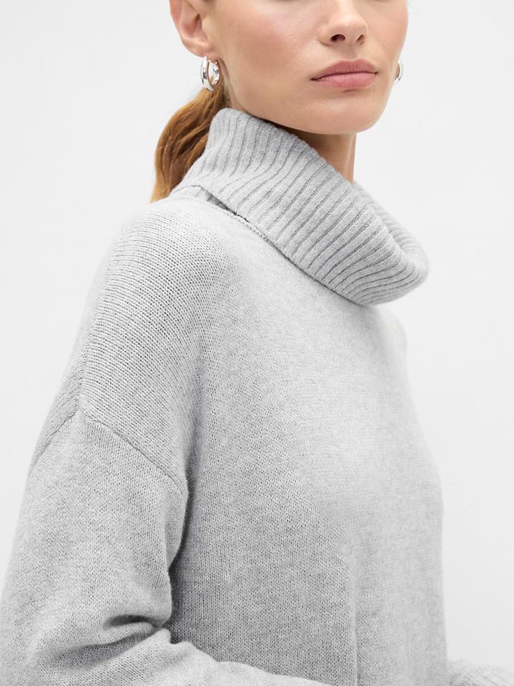 Image 3 of 6, CashSoft Relaxed Turtleneck Sweater Mini Dress