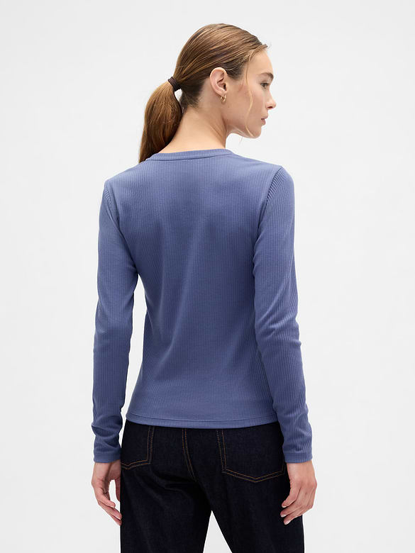 Ribbed Button-Up Top