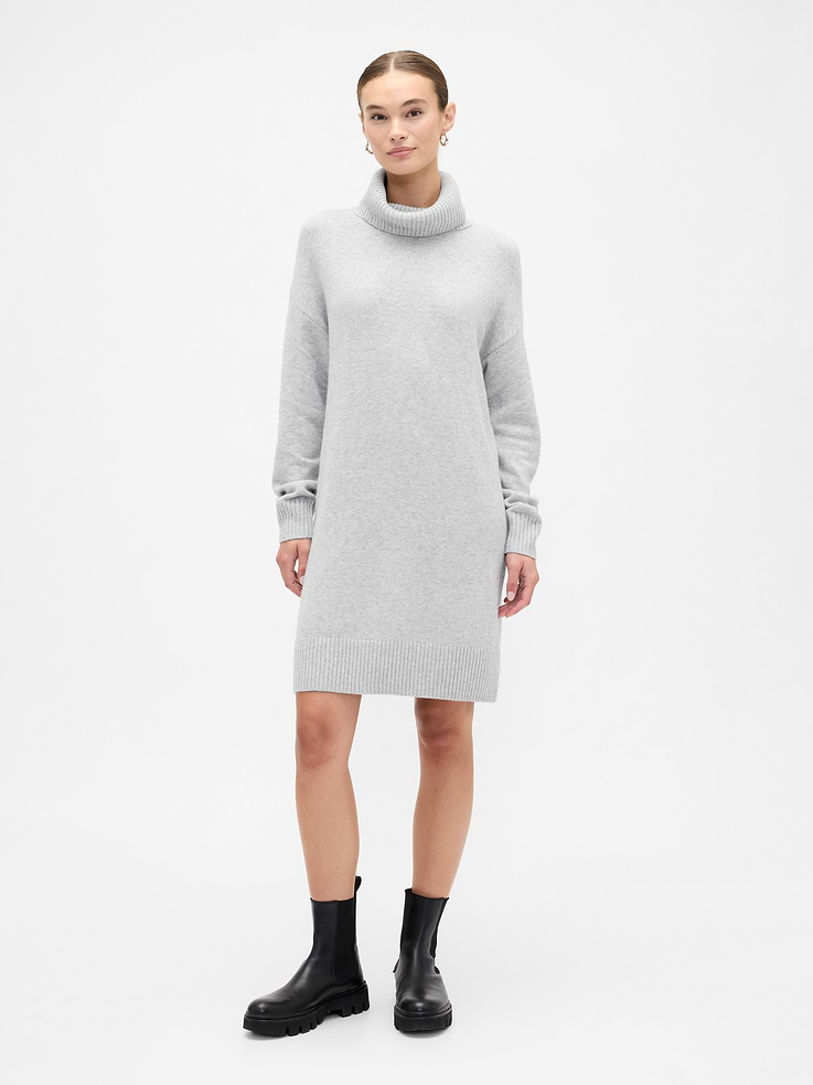 Image 1 of 6, Plush like cashmere. Easier than anything. With a lightweight layer-able feel & brushed for softness., Soft cotton-blend knit., Dropped shoulder, long sleeves with ribbed cuffs., Ribbed turtleneck., Ribbed hem., This product was made in a factory that invests in gender equity and women’s empowerment through RISE. Learn more at, Product #822335