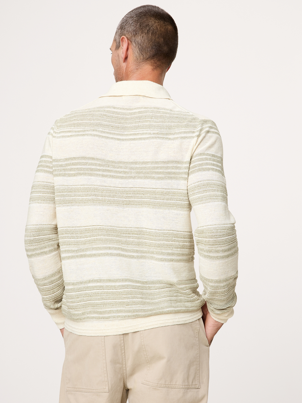 Stripe Cotton-Linen Sweater Polo | Banana Republic