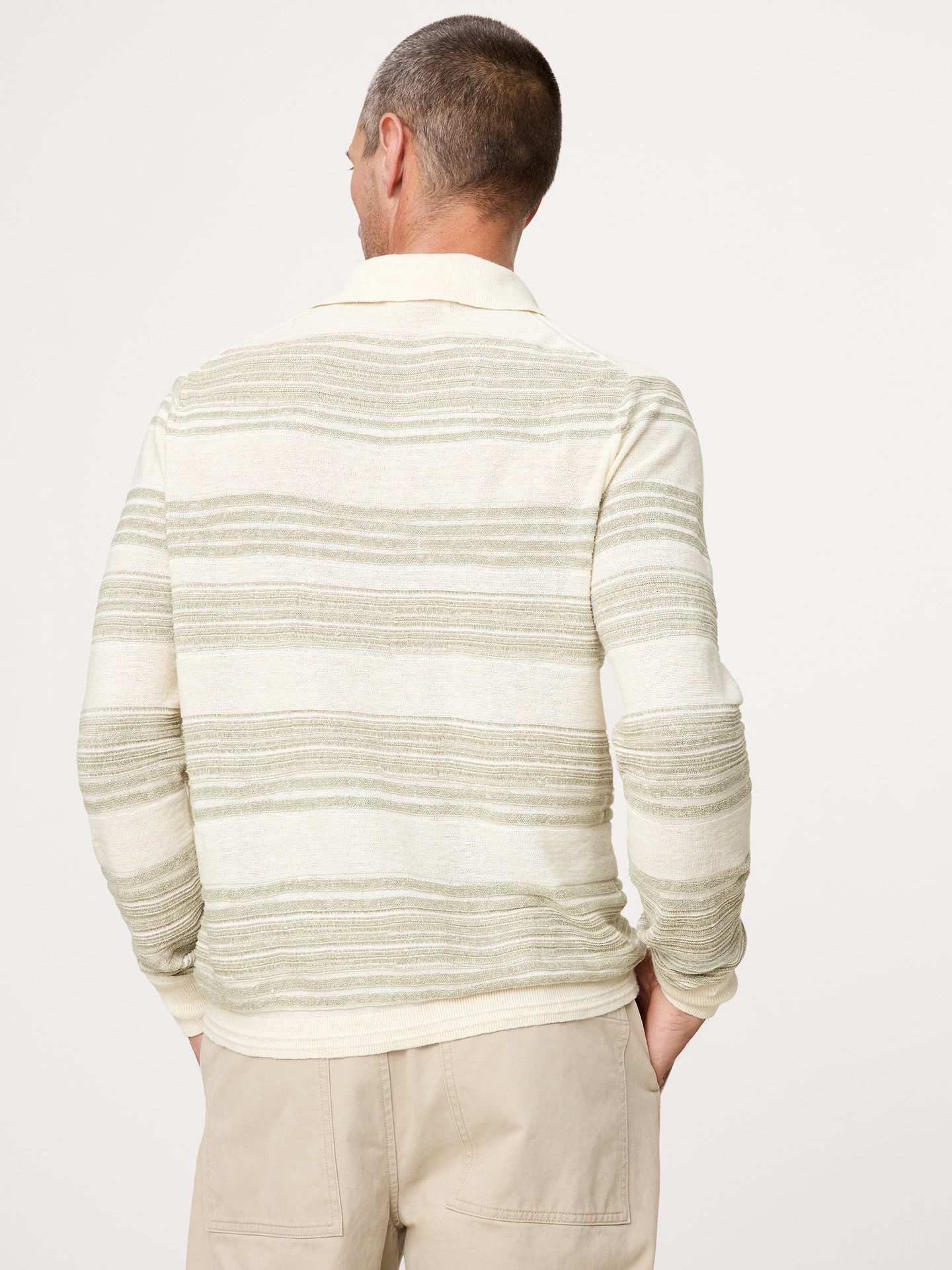 Image number 2 showing, Stripe Cotton-Linen Sweater Polo