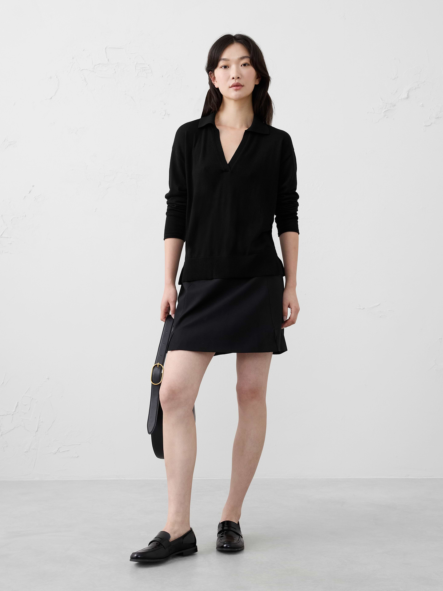 Image number 1 showing, Merino Wool Johnny-Collar Sweater
