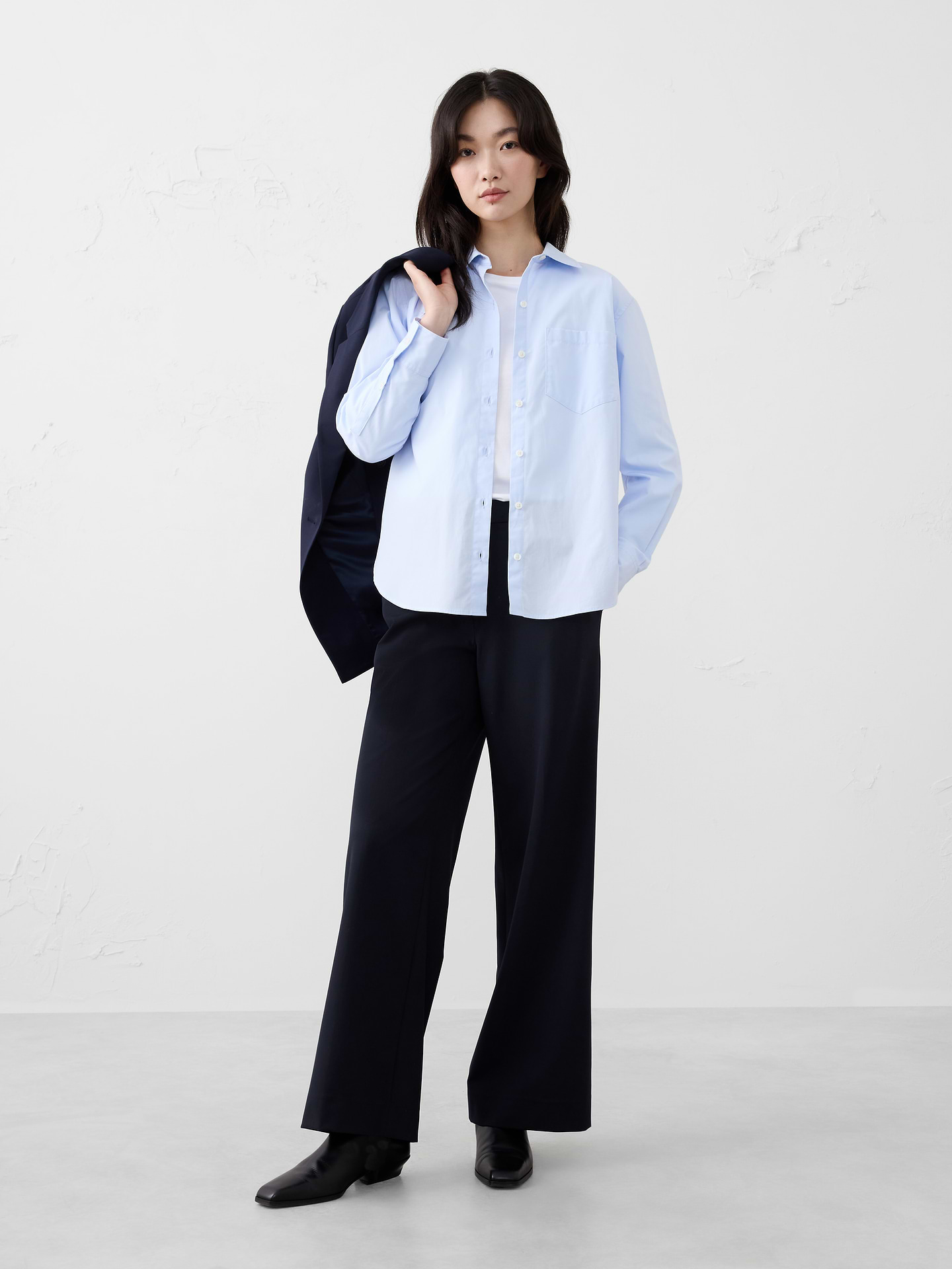 Image number 1 showing, Wide-Leg High-Rise Sculpted Trouser