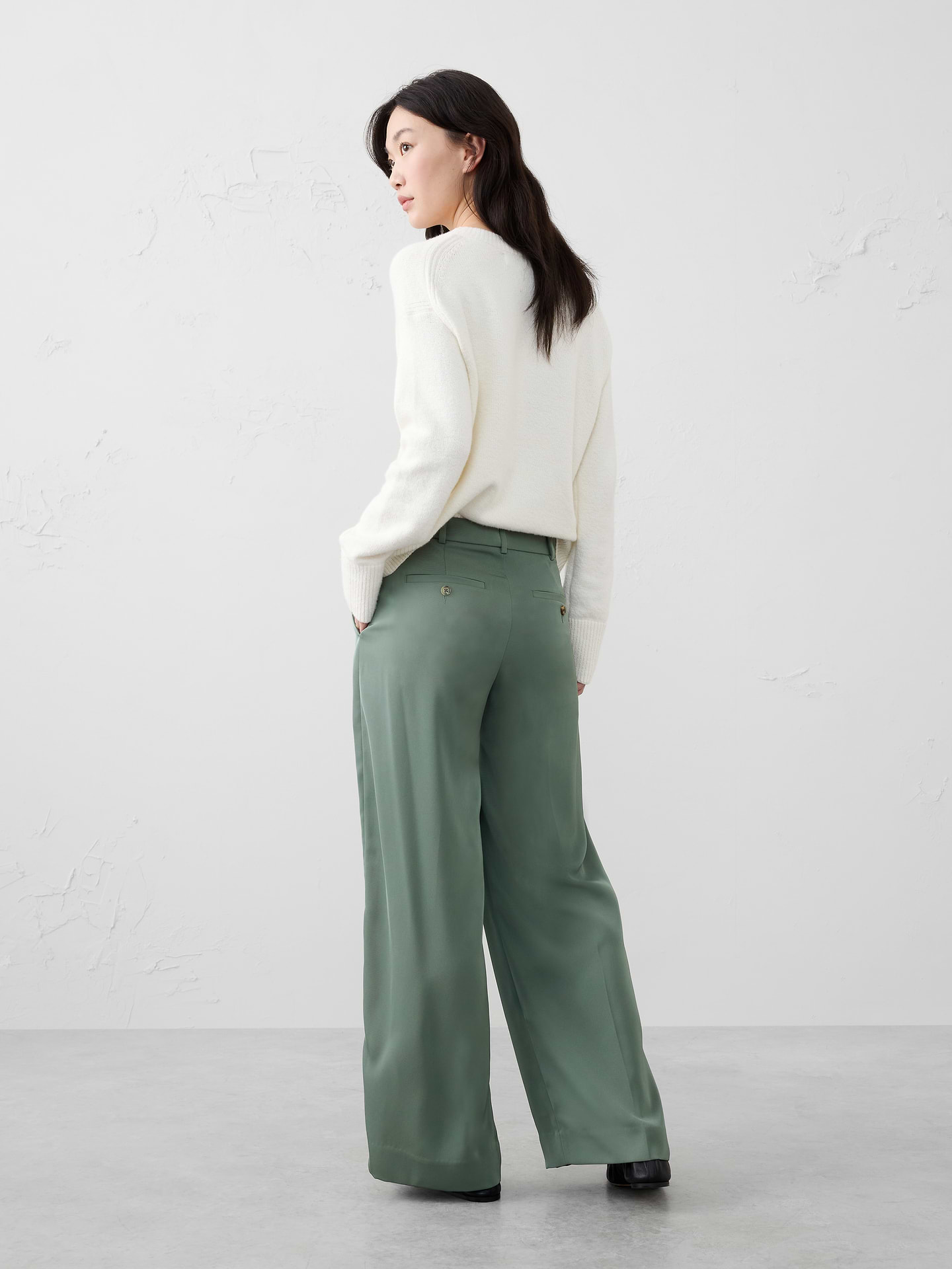 Image number 2 showing, Wide-Leg High-Rise Sheen Trouser