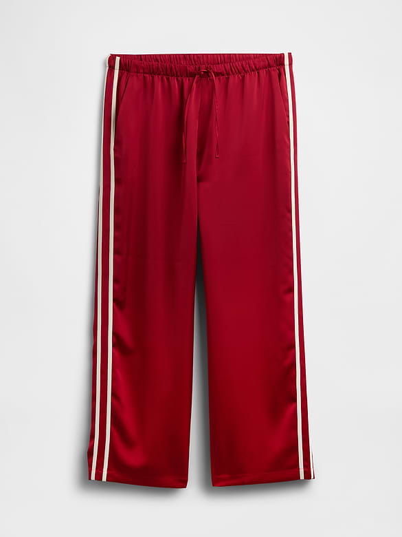 Satin Straight-Leg Crop Pants