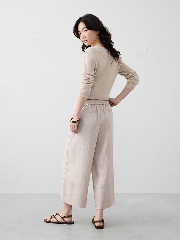 Anyday Wide-Leg High-Rise Linen-Blend Cropped Pant