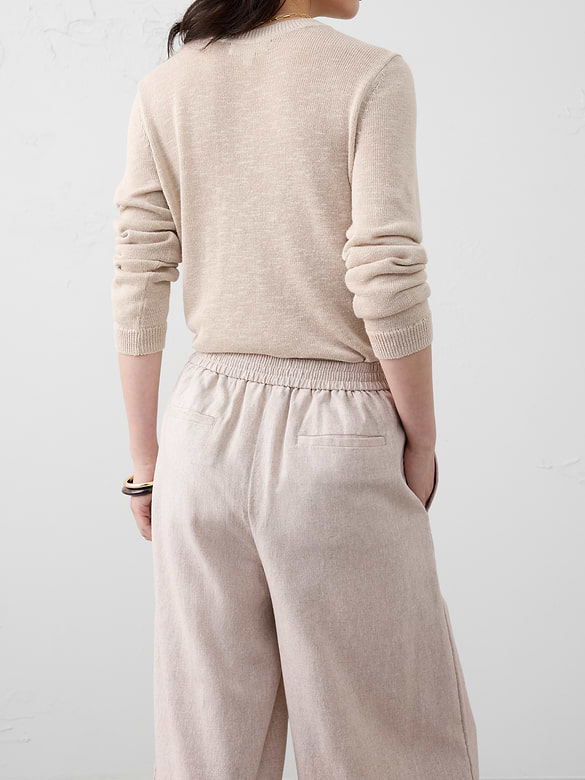 Anyday Wide-Leg High-Rise Linen-Blend Cropped Pant
