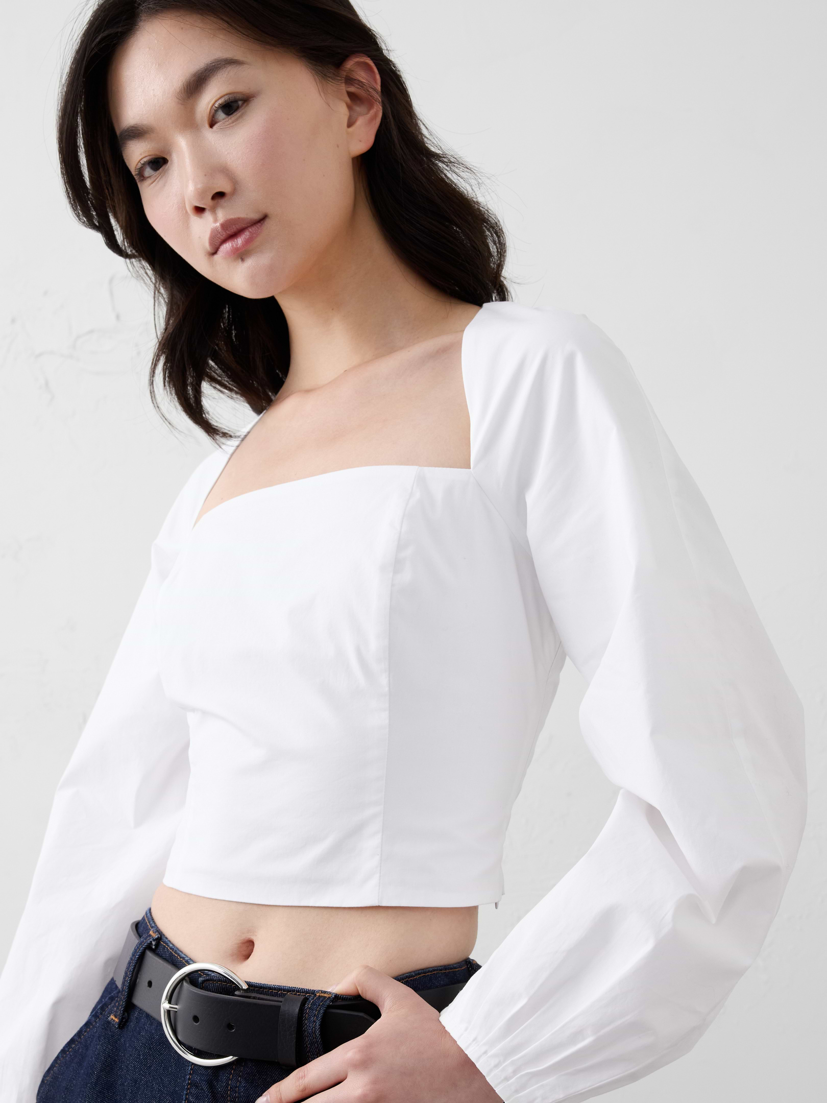 Poplin Square-Neck Top | Banana Republic Factory