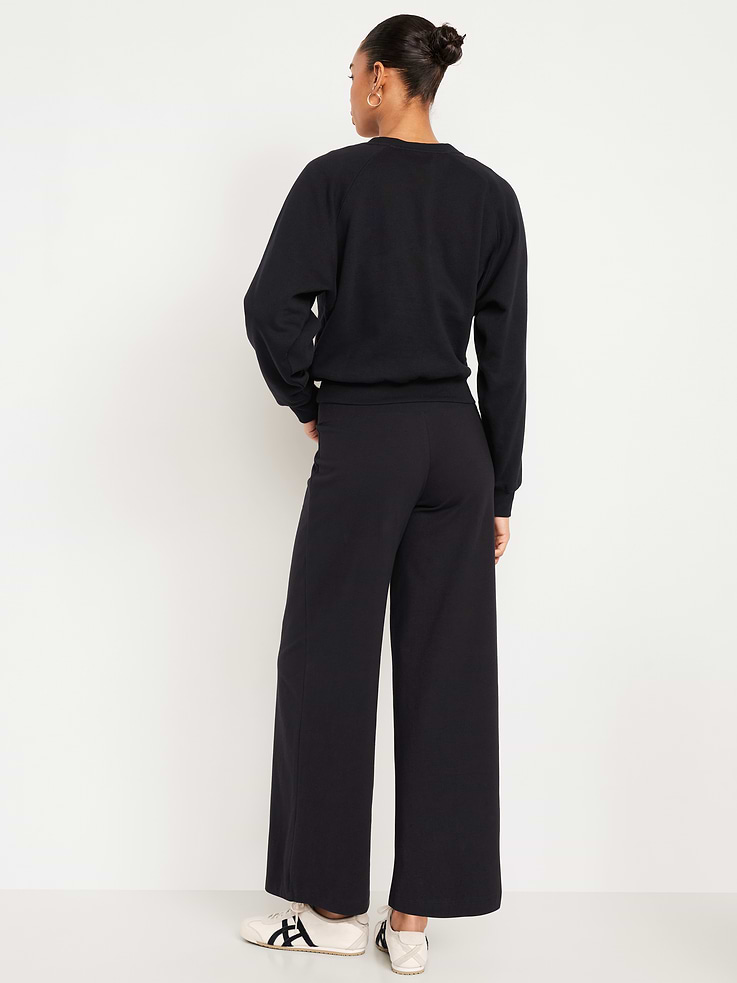 Image number 2 showing, Mid-Rise Jersey Super Wide-Leg Leggings