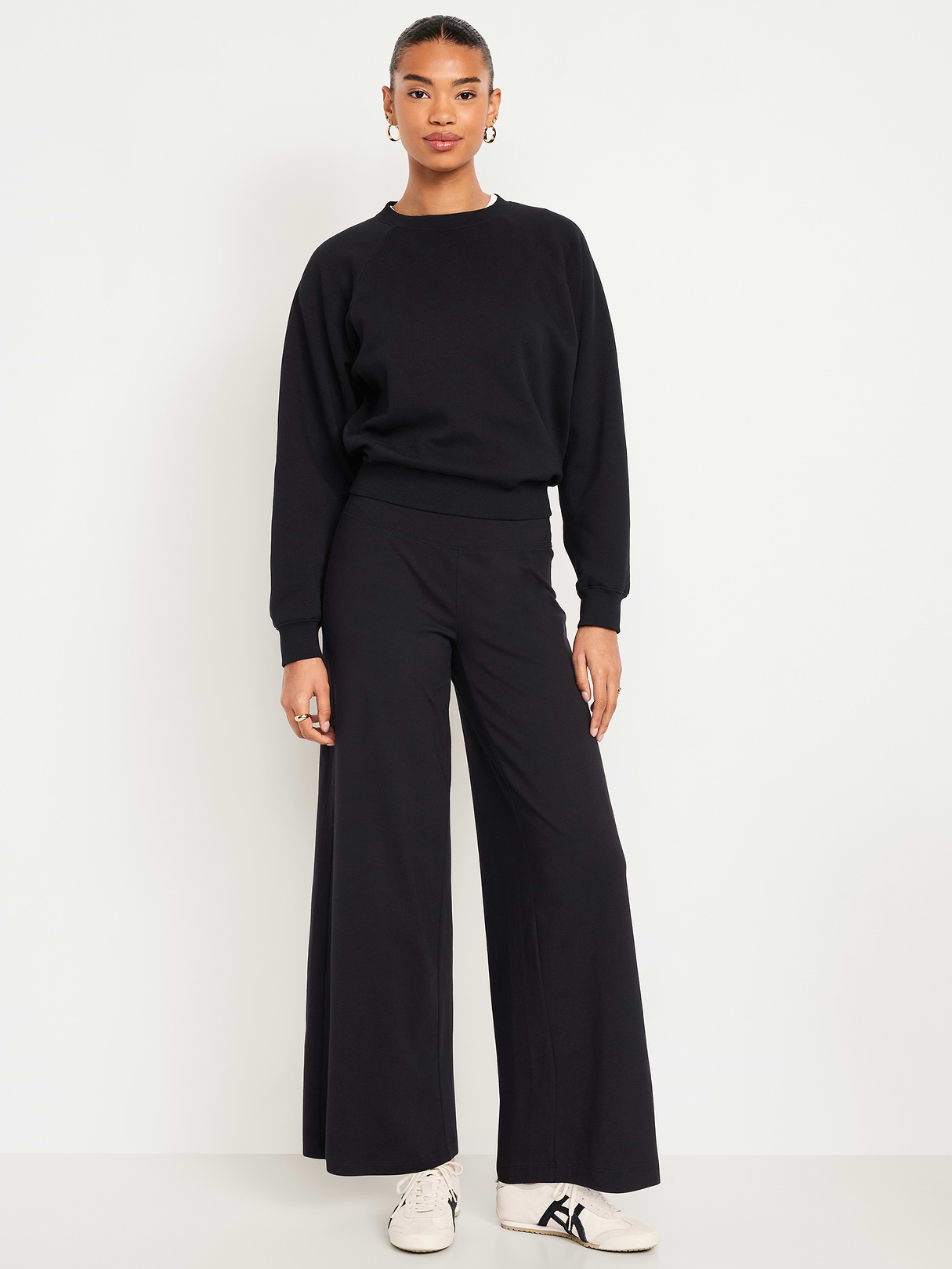 Mid-Rise Jersey Super Wide-Leg Leggings - Light Black Heather by Old Navy