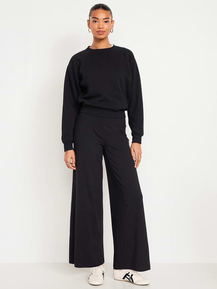 Image number 1 showing, Mid-Rise Jersey Super Wide-Leg Leggings