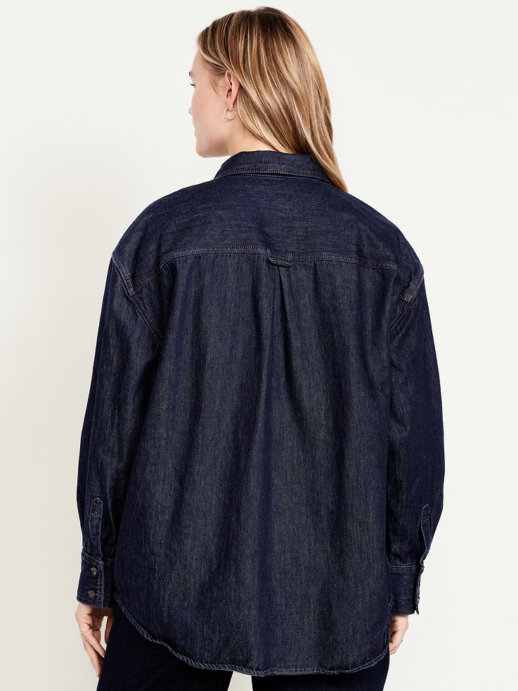 Image number 6 showing, Oversized Boyfriend Button-Down Jean Shirt