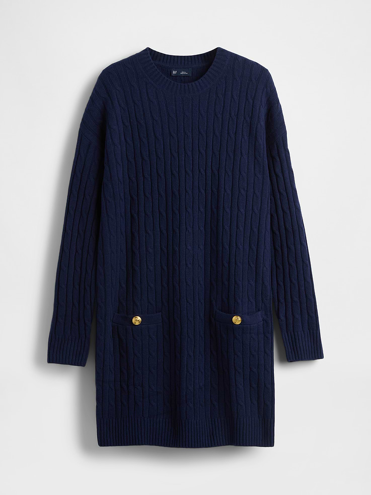 Image number 6 showing, CashSoft Cable-Knit Mini Sweater Dress