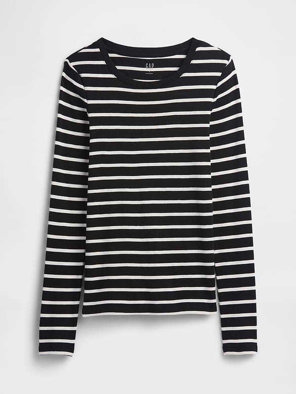 Modern Ribbed Stripe Crewneck T-Shirt