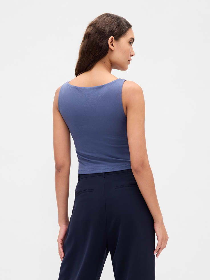 Image 3 of 4, CloseKnit Jersey Boatneck Crop Tank Top