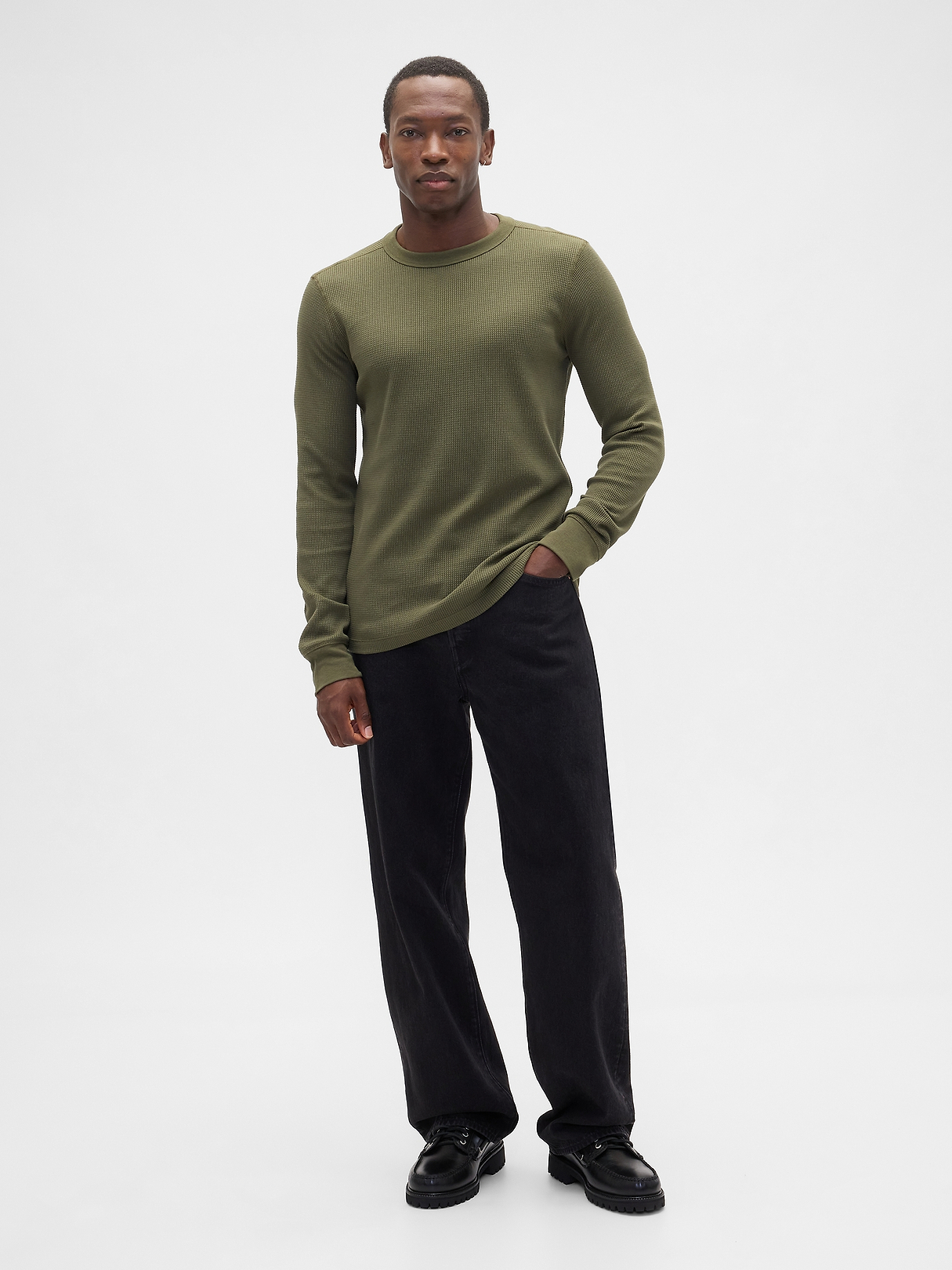 Waffle-Knit Crewneck T-Shirt | Gap Factory