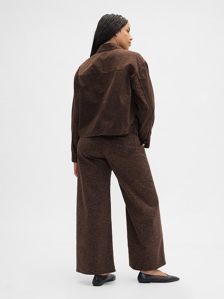 Image number 6 showing, High Rise Print Wide-Leg Jeans