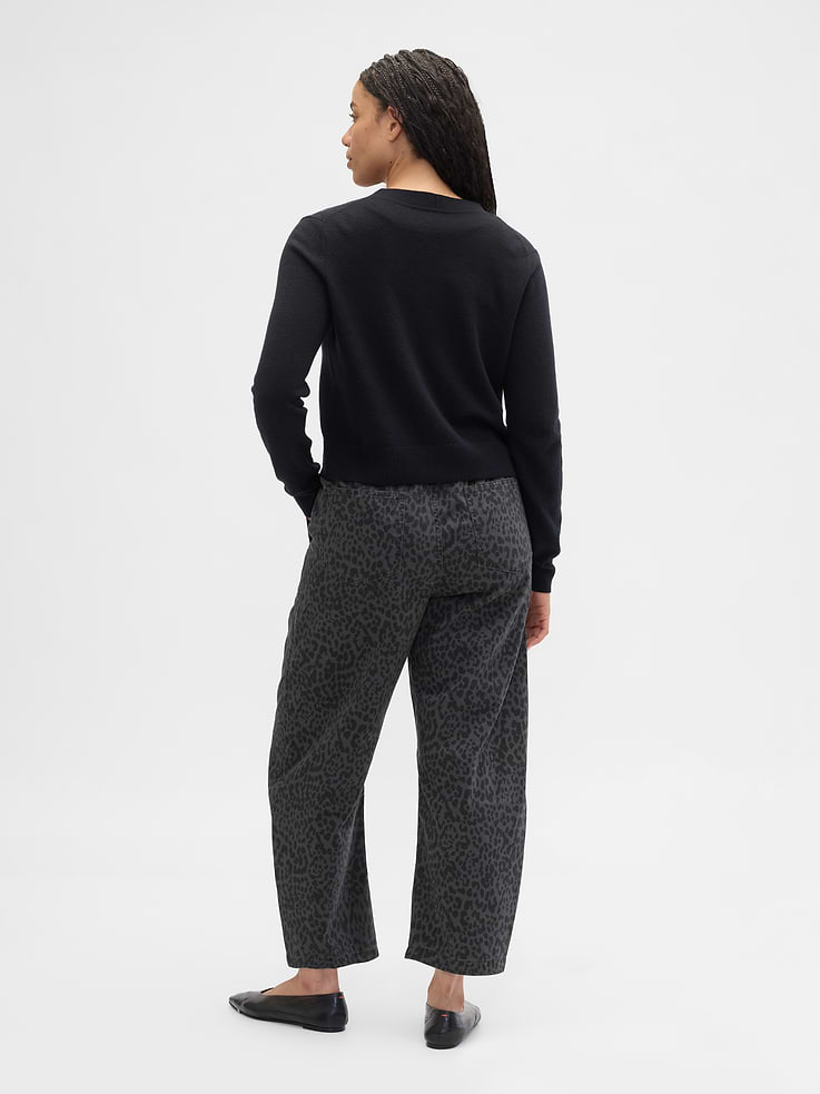 Image number 6 showing, Mid Rise Print Pull-On Barrel Jeans