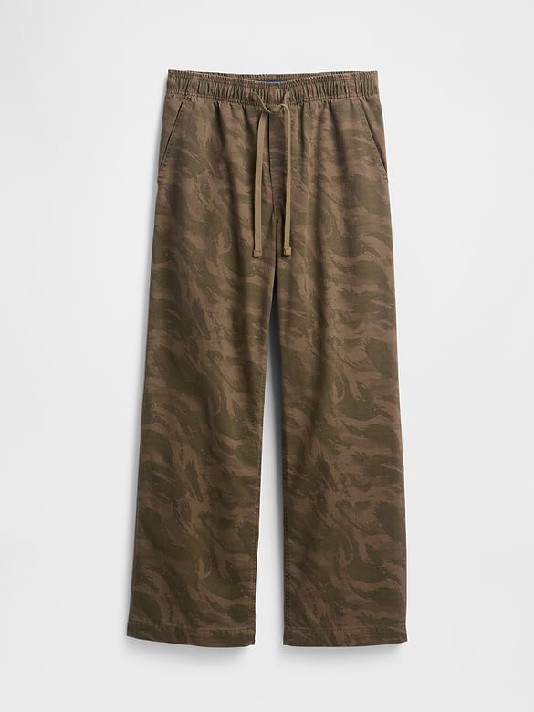 High Rise Pull-On Print Wide-Leg Jeans