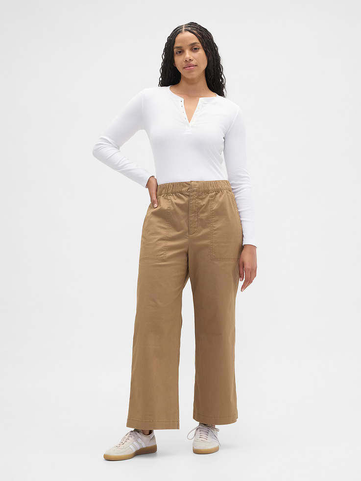 Image 5 of 8, High Rise Easy Wide-Leg Khakis