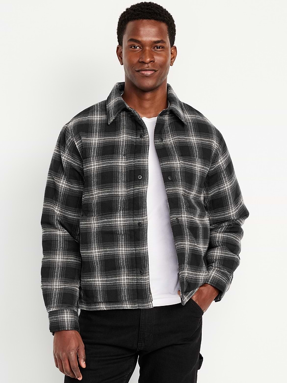 Insulated Cropped Flannel Shacket