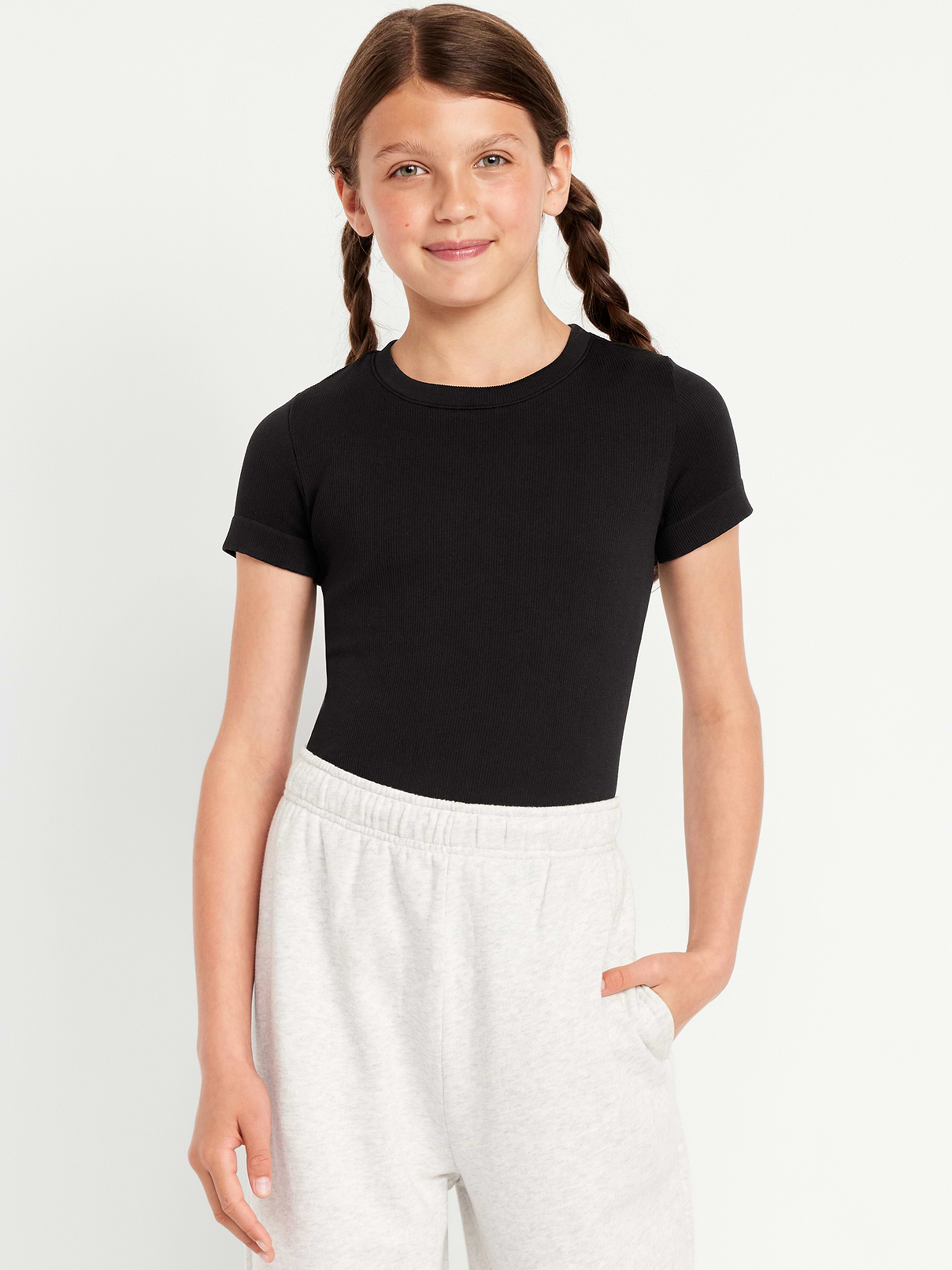 Image number 1 showing, Fitted Seamless Ribbed Performance Top for Girls