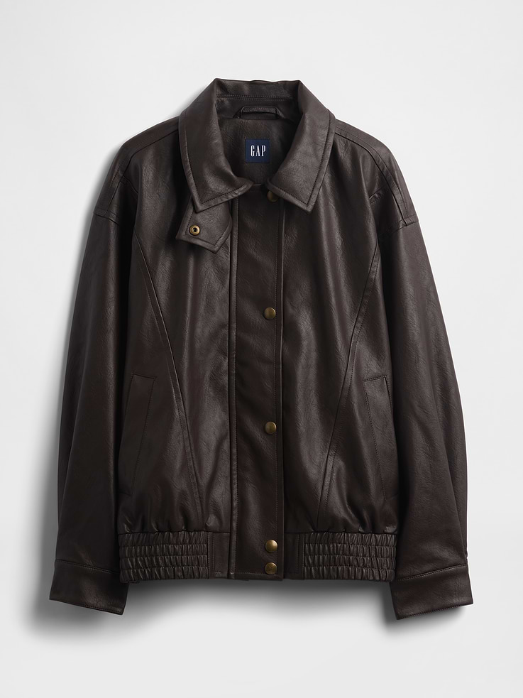 Image number 5 showing, Oversized Vegan Leather Jacket