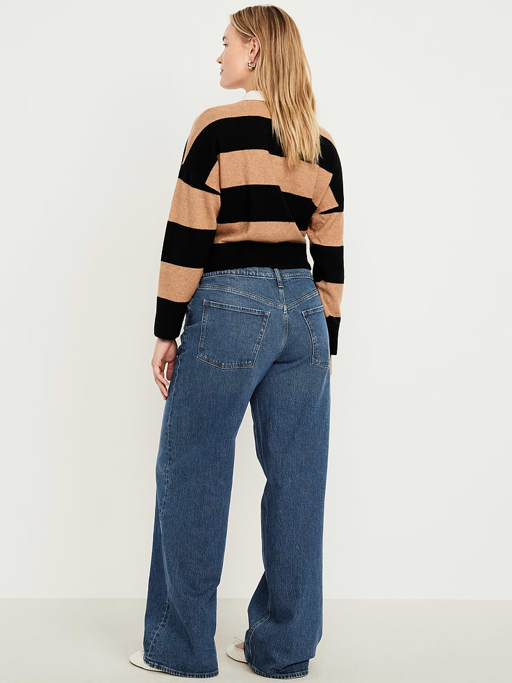 Image number 7 showing, Mid-Rise Slouchy Wide-Leg Jeans