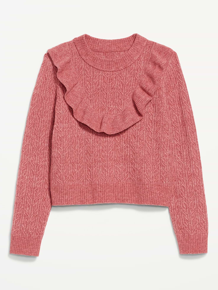 Image number 4 showing, Wool-Blend Cropped Ruffle Sweater