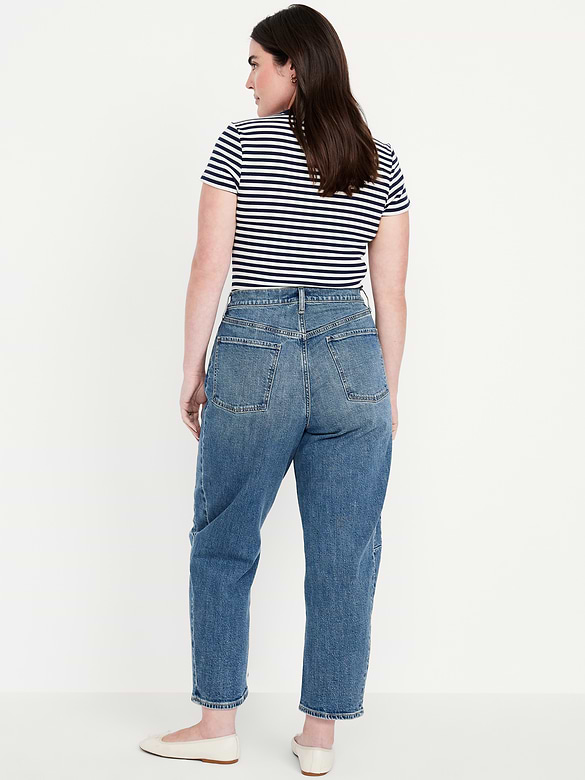 High-Waisted Baggy Barrel Ankle Jeans
