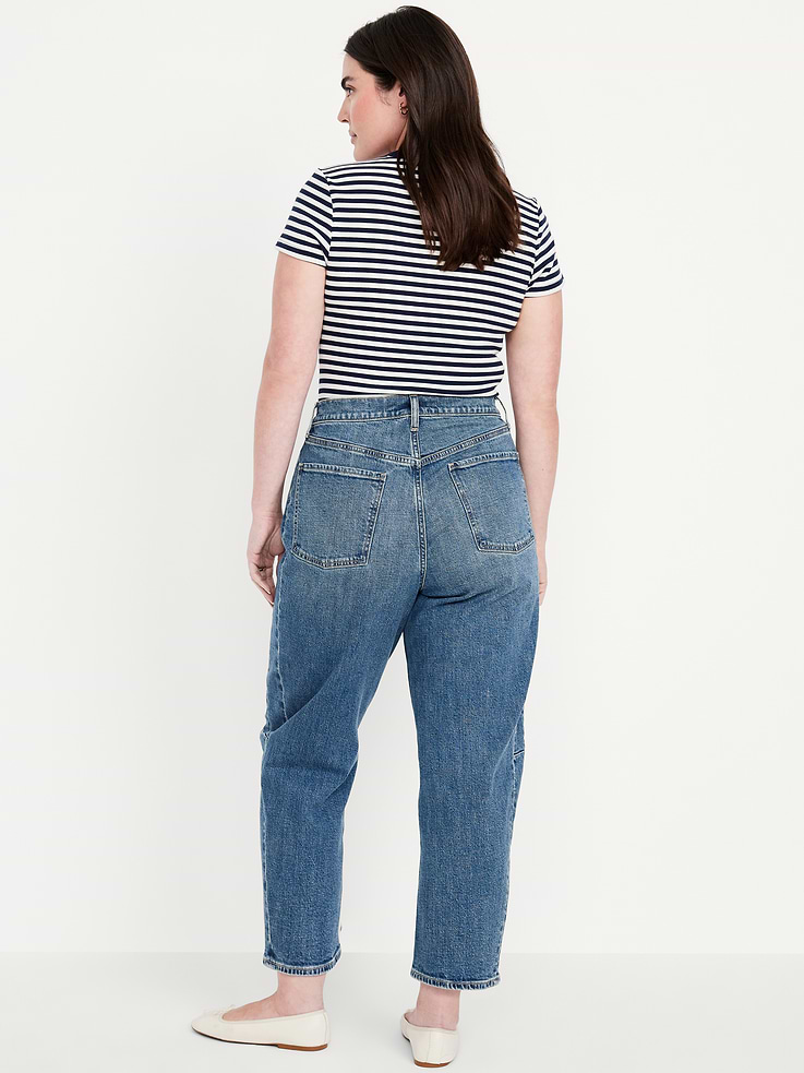 Image number 7 showing, High-Waisted Baggy Barrel Ankle Jeans