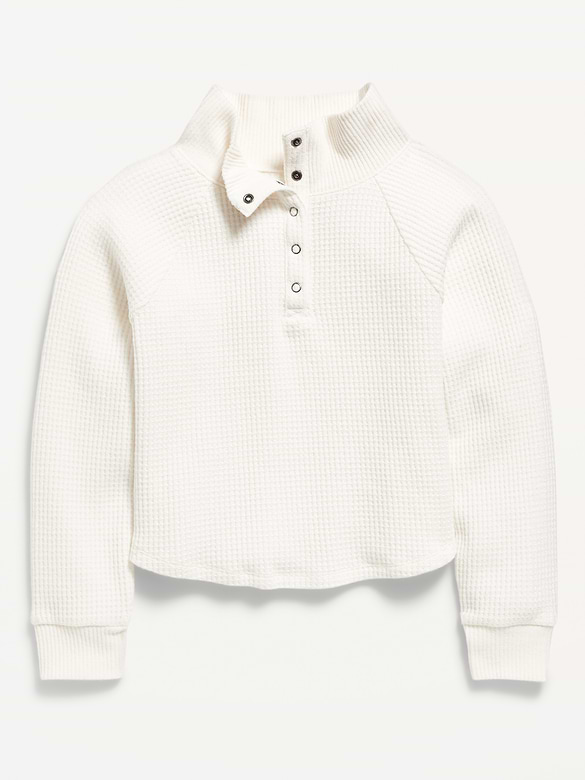 CozePlush Waffle Knit Henley Top for Girls