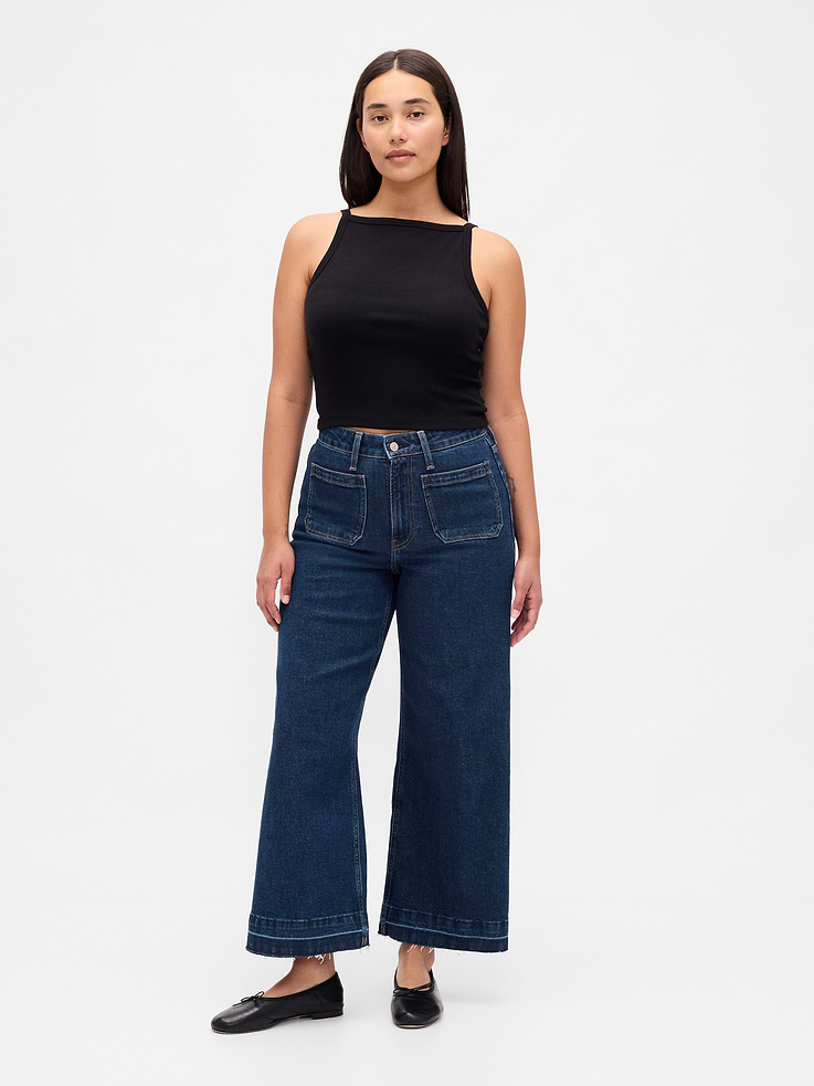 Image number 1 showing, Curvy High Rise Stride Wide-Leg Ankle Jeans