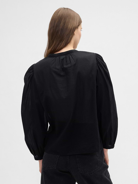 Relaxed Puff Sleeve Lace Top