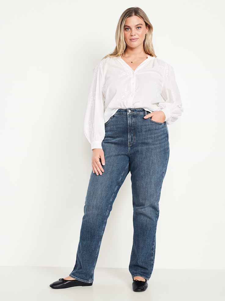 Image number 7 showing, Extra High-Waisted Straight Jeans