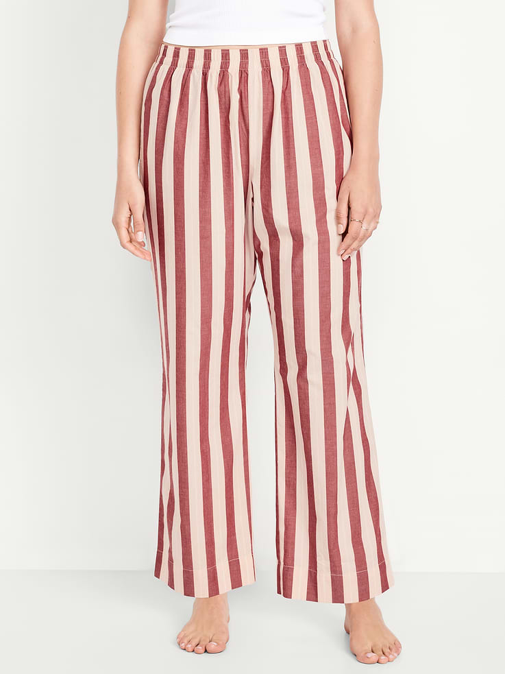 Image number 5 showing, High-Waisted Poplin Pajama Pant