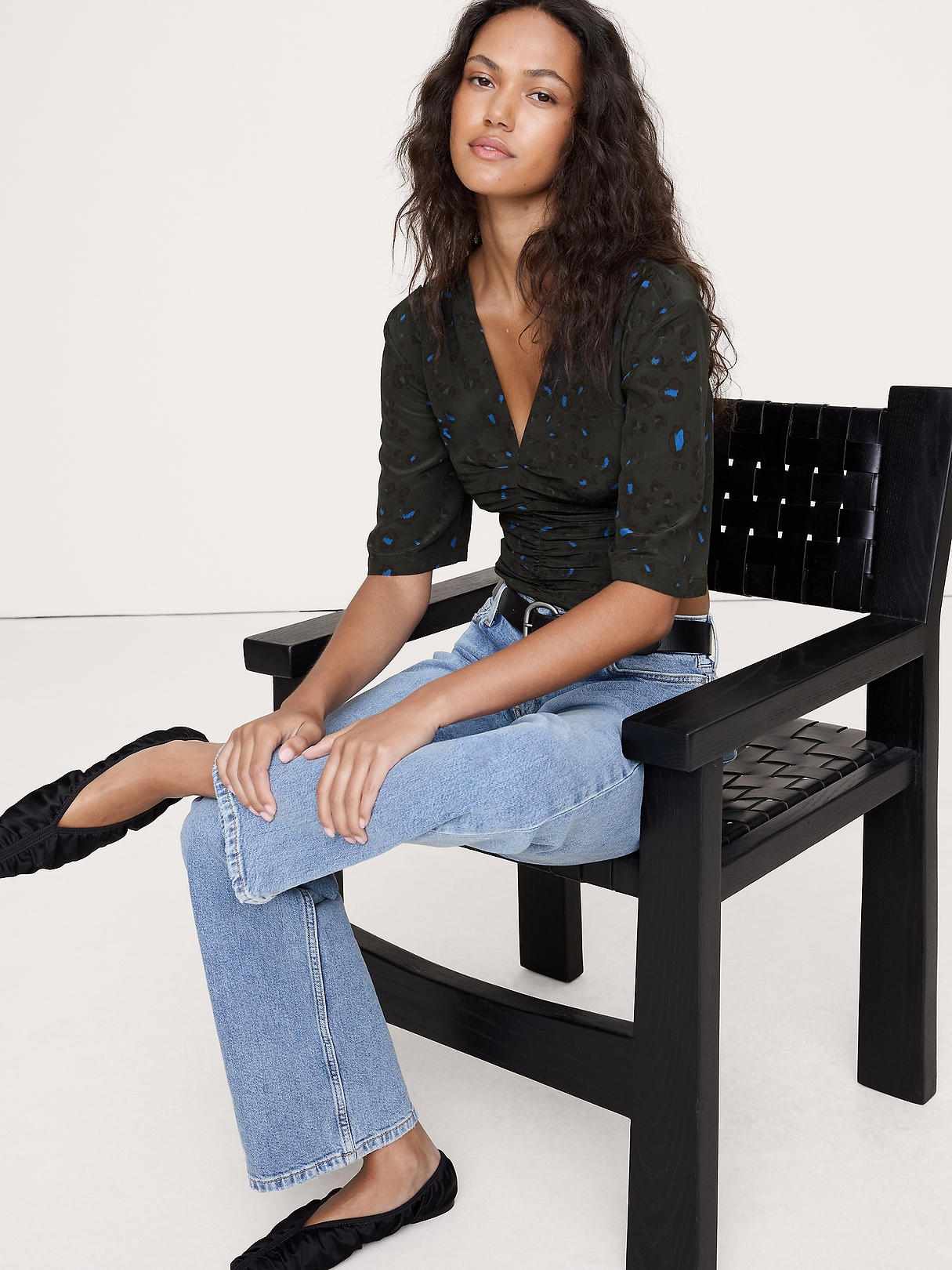Matte Silk Ruched Top | Banana Republic