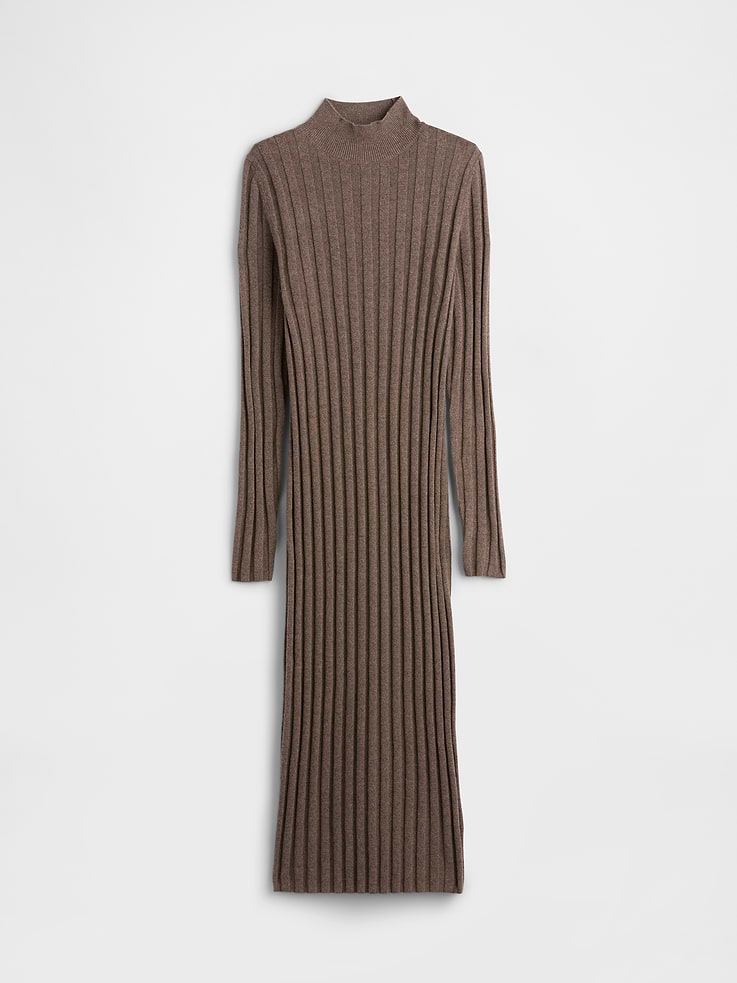 Image number 6 showing, CashSoft Ribbed Mockneck Midi Dress