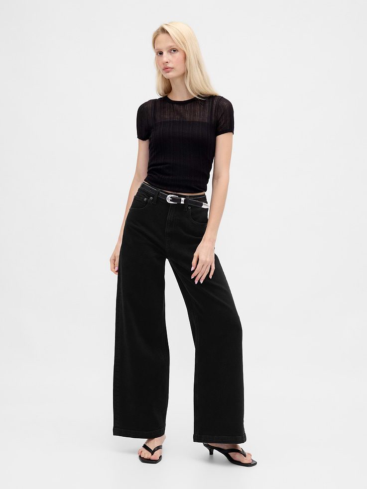 Image number 1 showing, Extra High Rise Stride Wide-Leg Jeans
