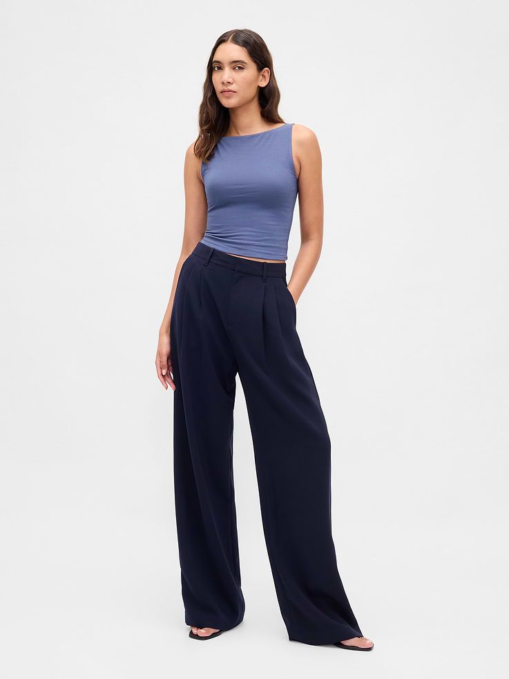 Image 2 of 4, CloseKnit Jersey Boatneck Crop Tank Top