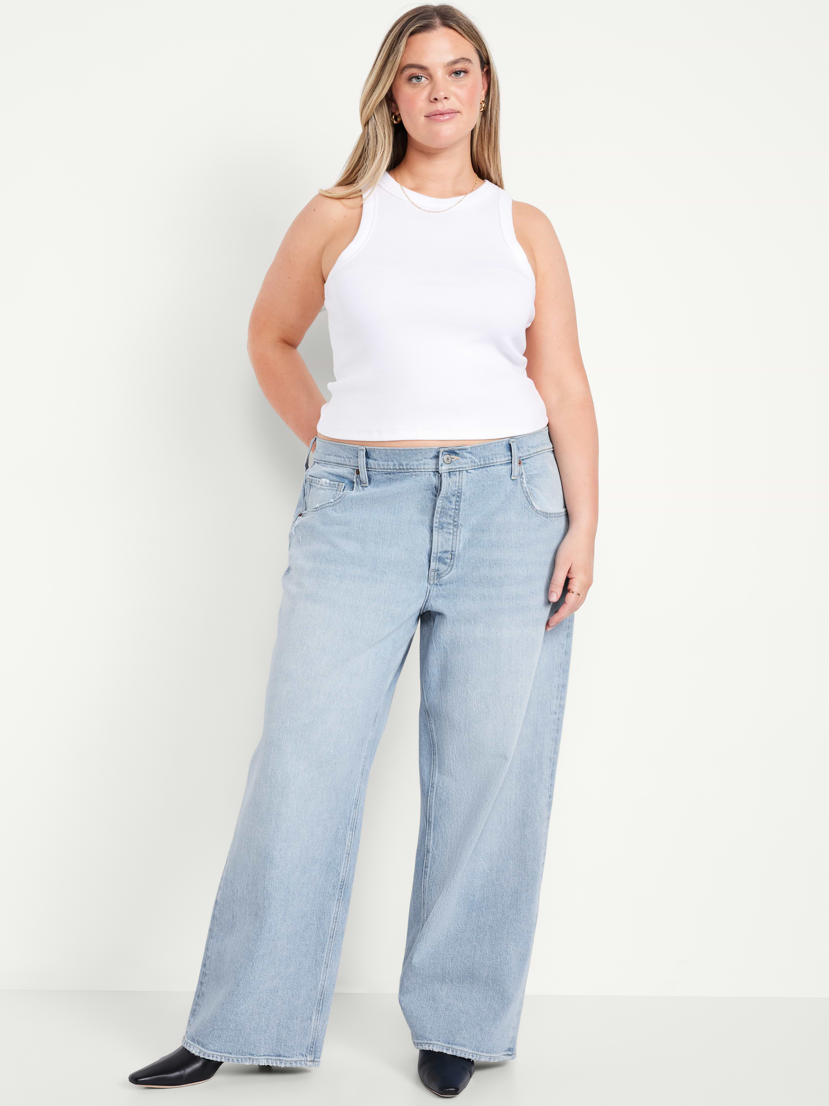 L'image numéro 7 présente Jean coupe détendue à jambe large à taille mi-basse