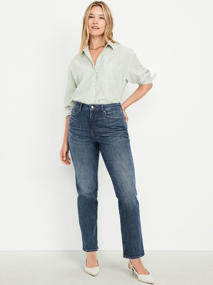 Image number 7 showing, Extra High-Waisted Straight Jeans