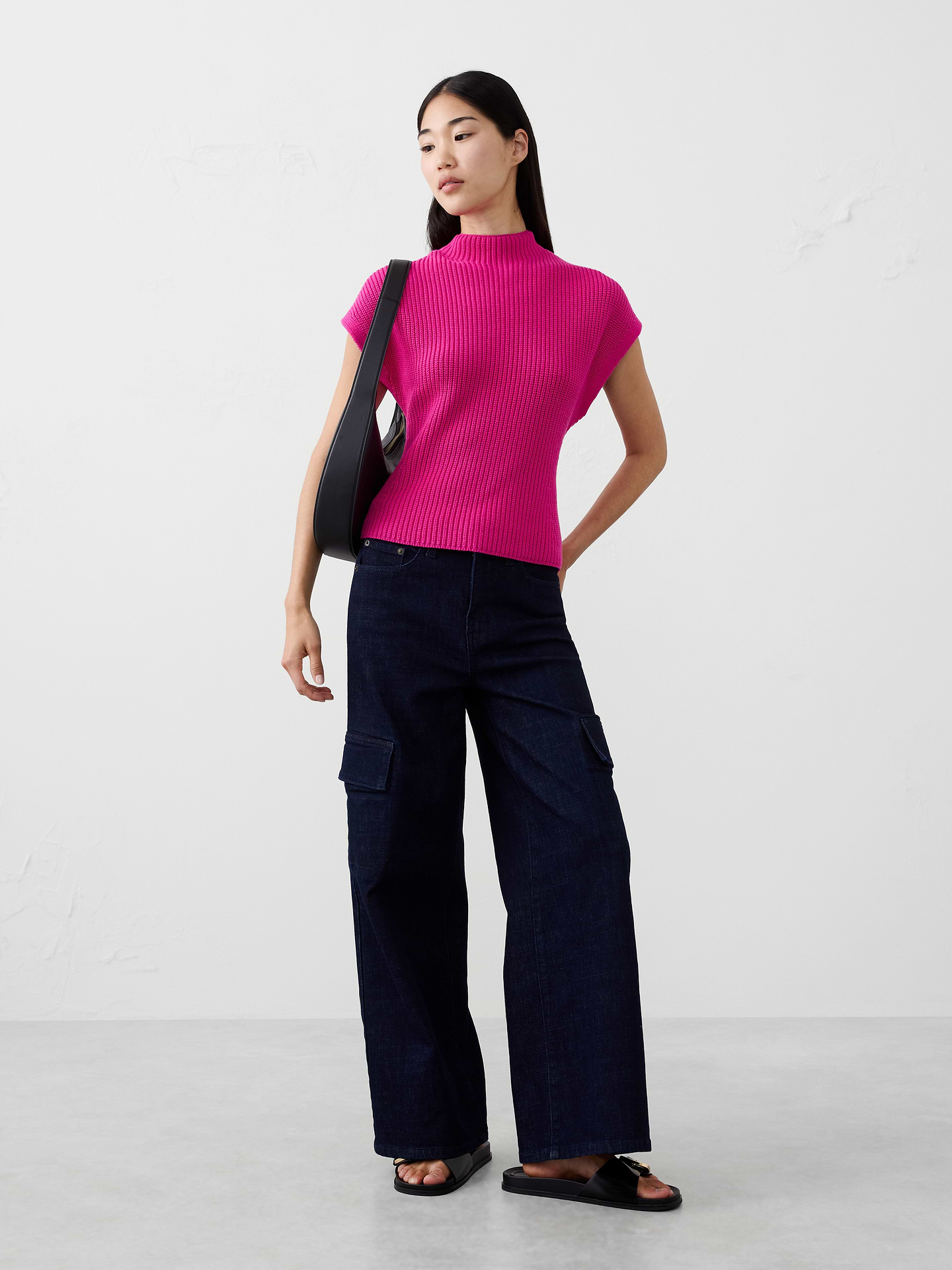 Image number 1 showing, Ribbed Mock-Neck Sweater Shell