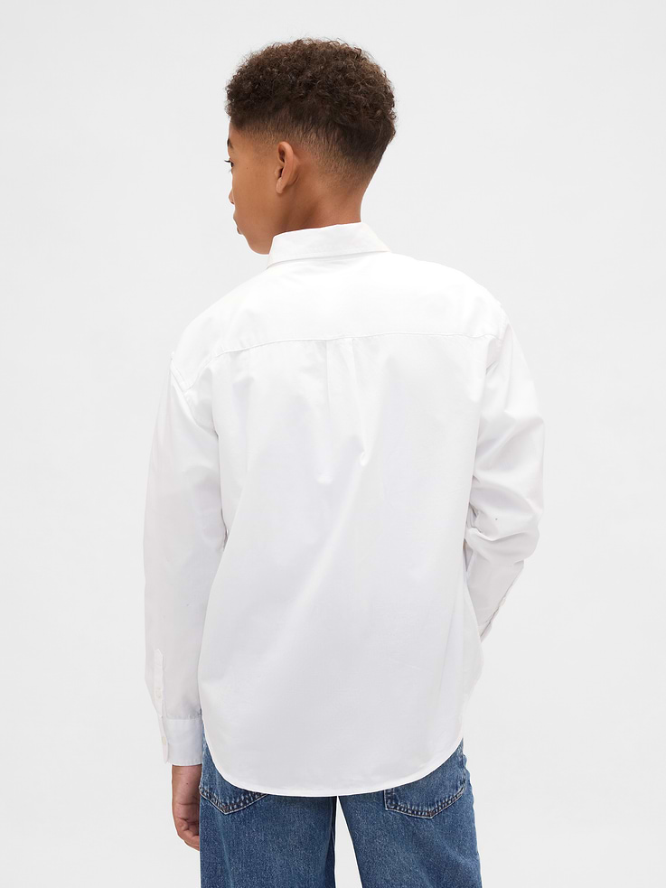 Image number 3 showing, Kids Poplin Uniform Relaxed Shirt