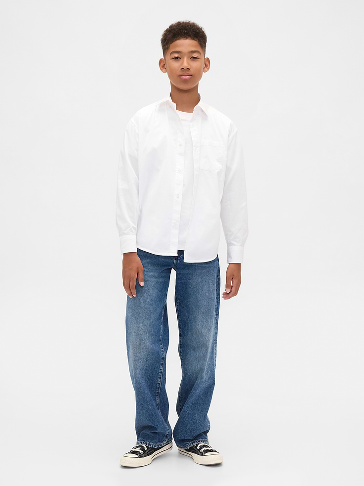 Image number 4 showing, Kids Poplin Uniform Relaxed Shirt