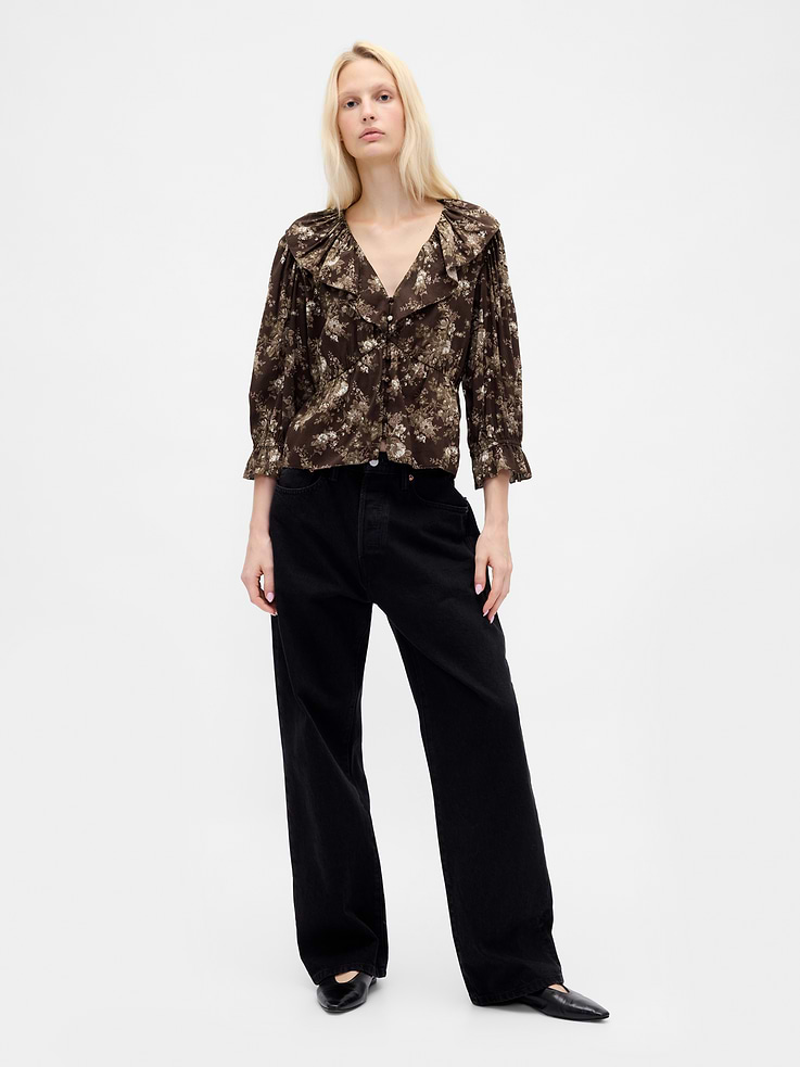 Image number 2 showing, Ruffle Collar V-Neck Top