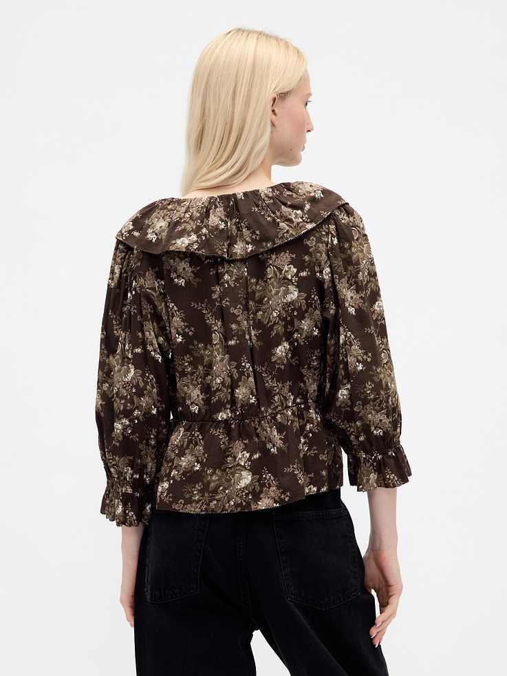Image number 3 showing, Ruffle Collar V-Neck Top