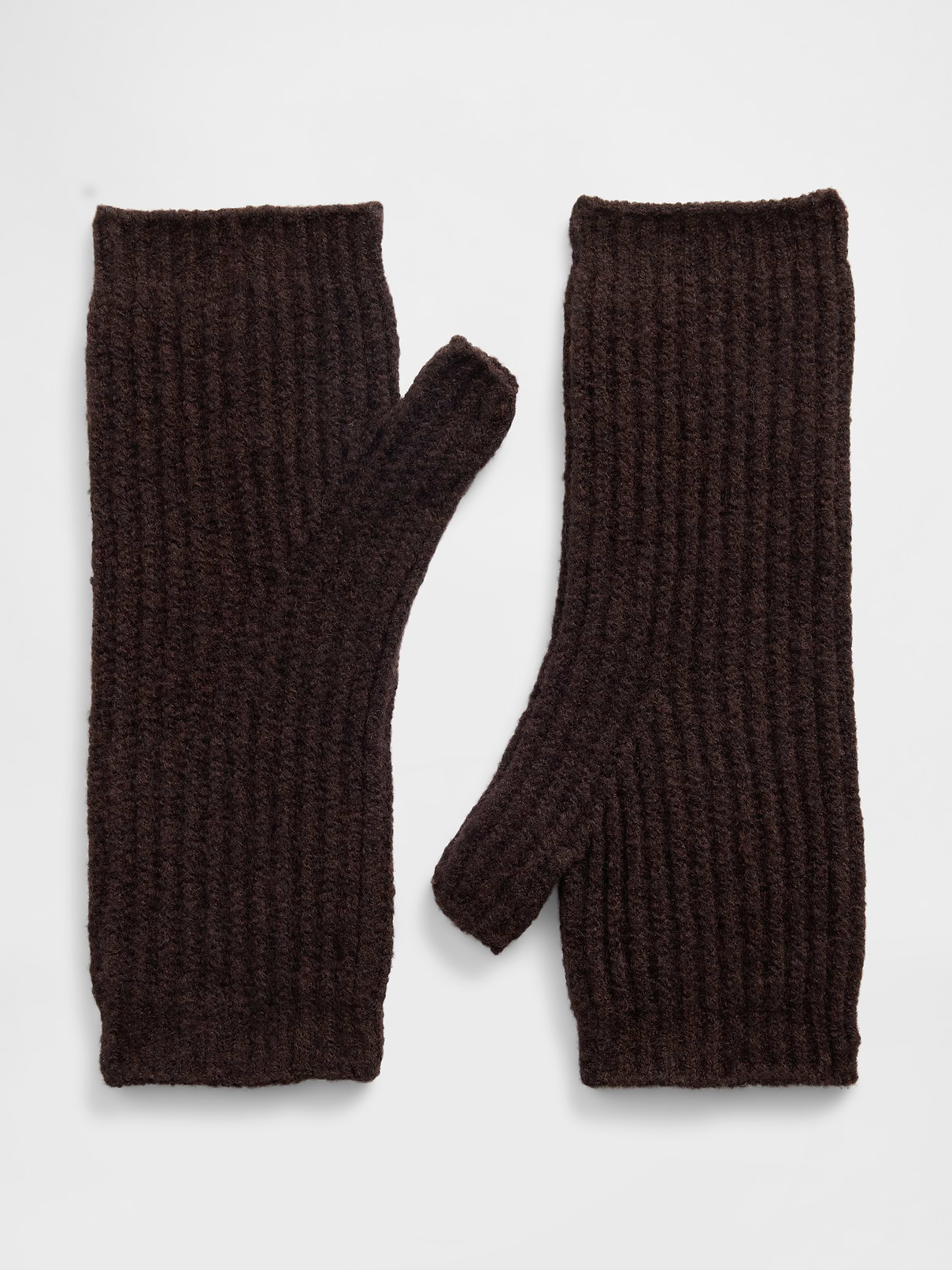 Image 1 of 1, Our bestselling fabric that feels cashmere-soft. Crafted in a midweight plush yarn. Refined with a special brushed technique. It's everyday luxury., Supersoft knit fingerless mittens., Ribbed hem., Attached thumb holes., Certain styles have an allover print., Product #761370