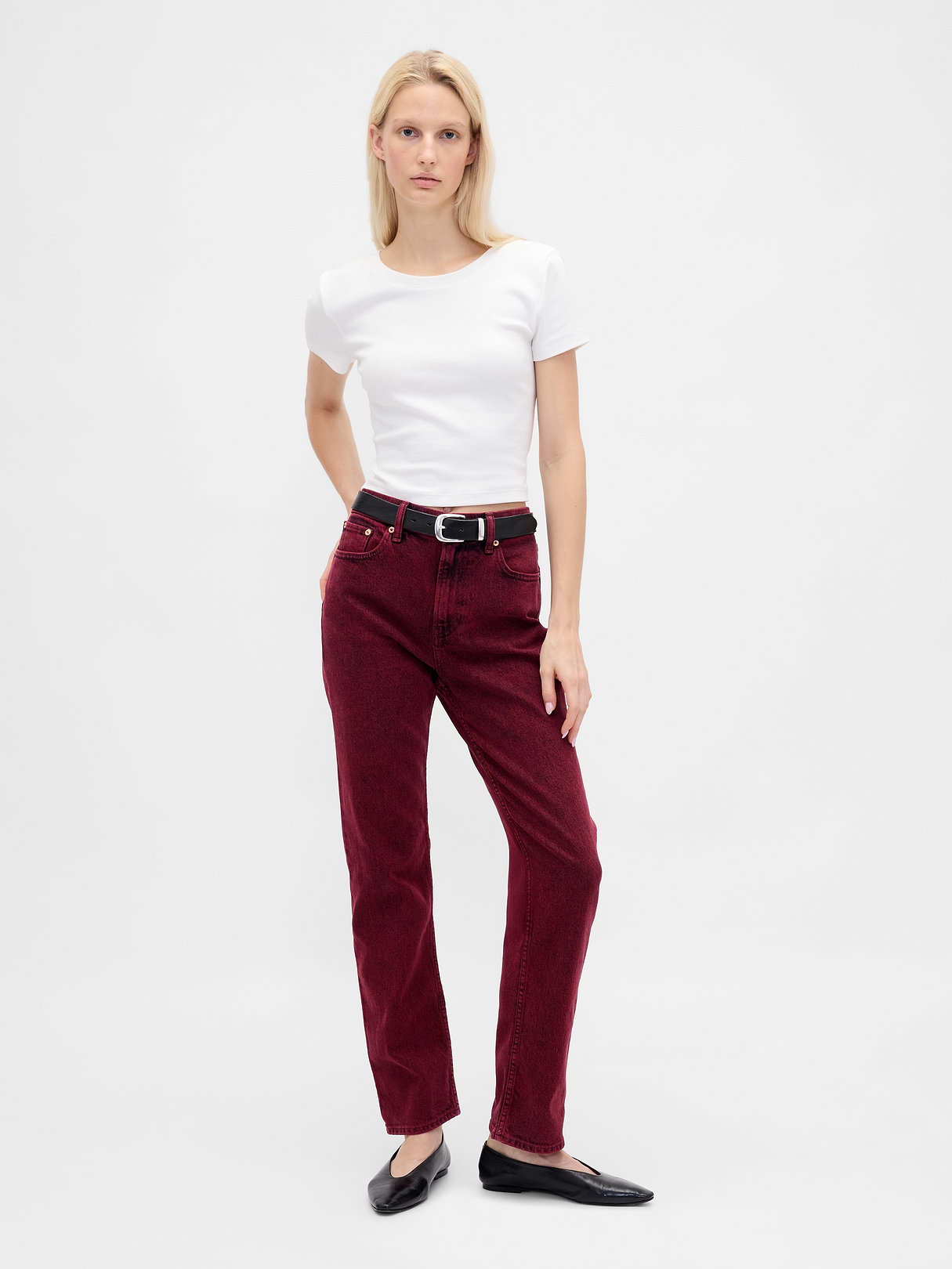 High Rise '90s Slim Straight Jeans - Red delicious by Gap